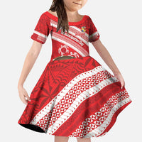 Kingdom Of Tonga Emancipation Day Family Matching Long Sleeve Bodycon Dress and Hawaiian Shirt Tongan Ngatu With Kumete Red