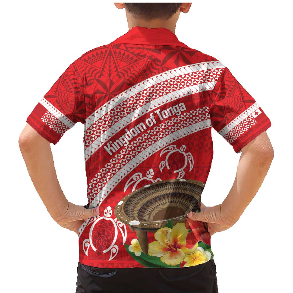 Kingdom Of Tonga Emancipation Day Family Matching Mermaid Dress and Hawaiian Shirt Tongan Ngatu With Kumete Red