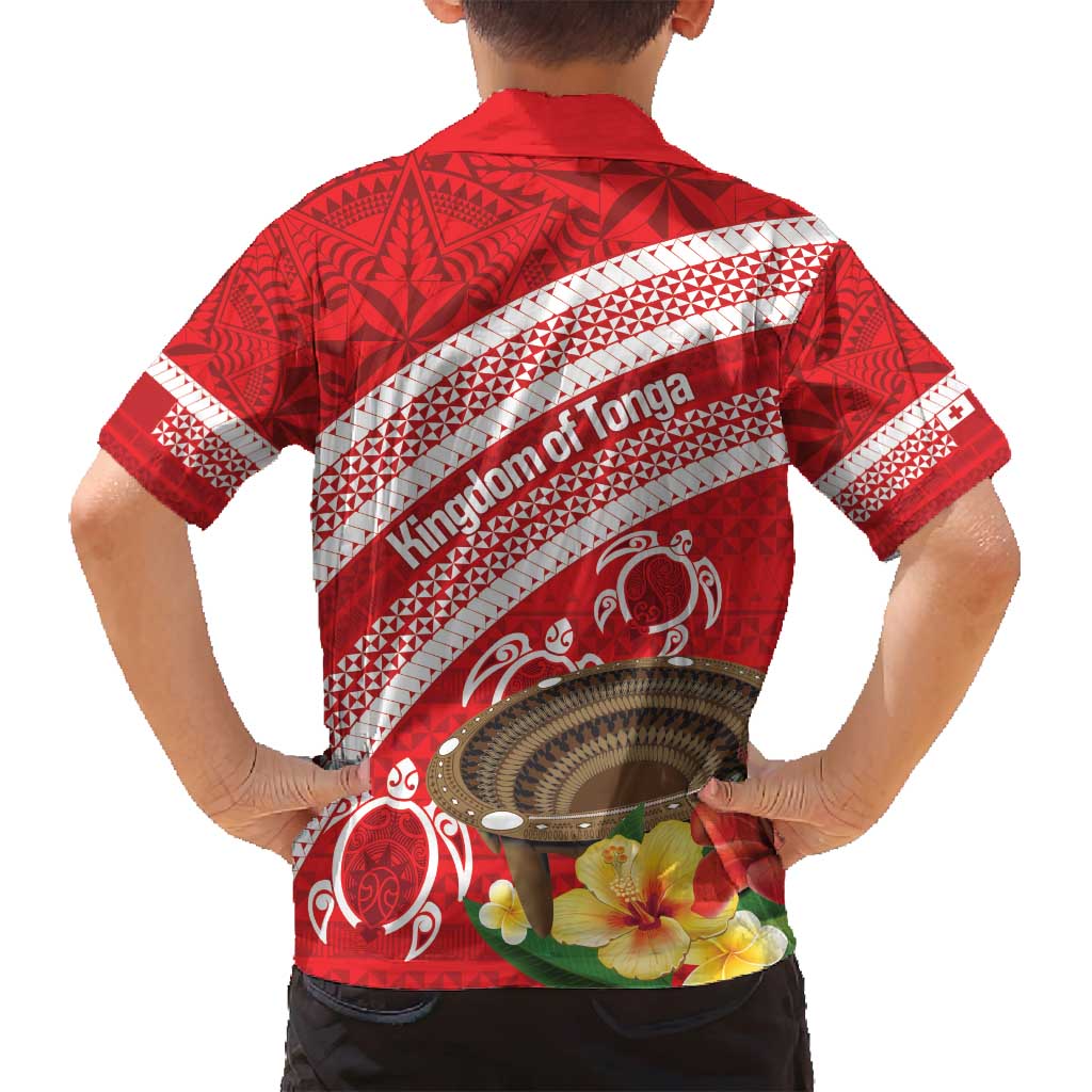 Kingdom Of Tonga Emancipation Day Family Matching Puletasi and Hawaiian Shirt Tongan Ngatu With Kumete Red LT14 - Polynesian Pride