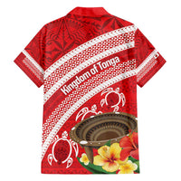 Kingdom Of Tonga Emancipation Day Family Matching Puletasi and Hawaiian Shirt Tongan Ngatu With Kumete Red LT14 - Polynesian Pride