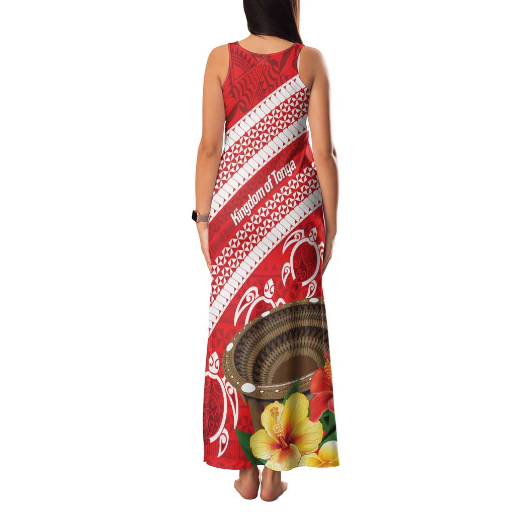 Kingdom Of Tonga Emancipation Day Family Matching Tank Maxi Dress and Hawaiian Shirt Tongan Ngatu With Kumete Red