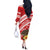 Kingdom Of Tonga Emancipation Day Off The Shoulder Long Sleeve Dress Tongan Ngatu With Kumete Red