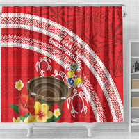 Kingdom Of Tonga Emancipation Day Shower Curtain Tongan Ngatu With Kumete Red