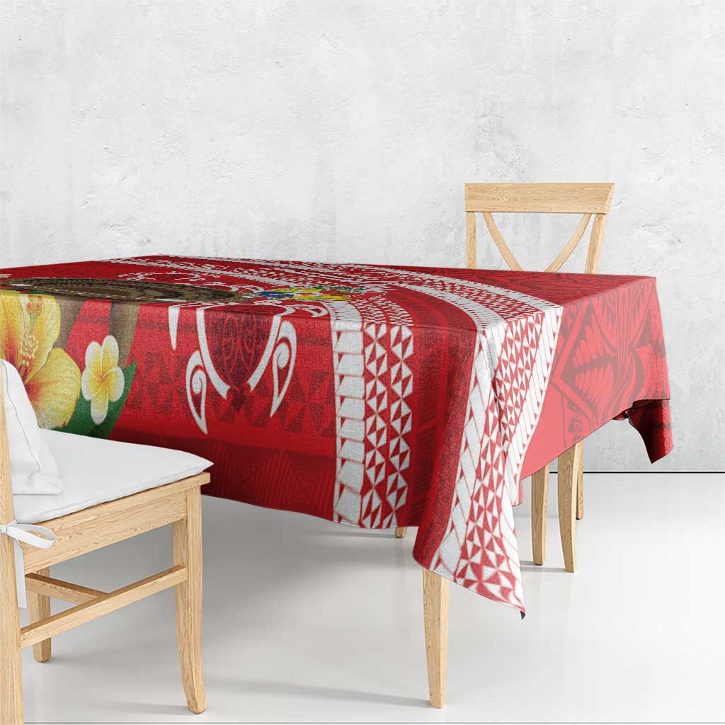 Kingdom Of Tonga Emancipation Day Tablecloth Tongan Ngatu With Kumete Red