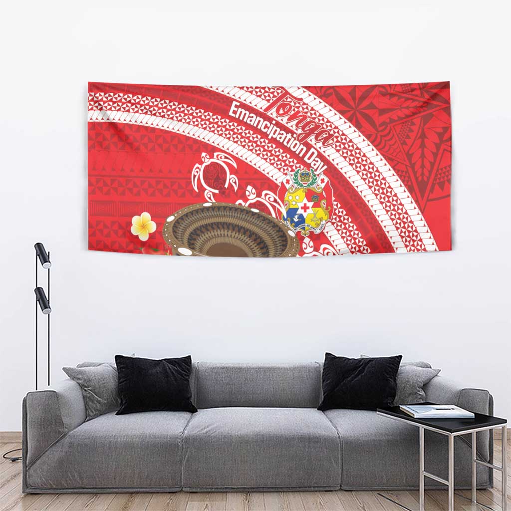 Kingdom Of Tonga Emancipation Day Tapestry Tongan Ngatu With Kumete Red