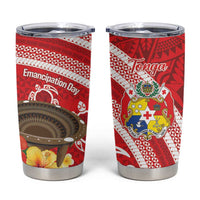 Kingdom Of Tonga Emancipation Day Tumbler Cup Tongan Ngatu With Kumete Red
