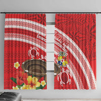 Kingdom Of Tonga Emancipation Day Window Curtain Tongan Ngatu With Kumete Red