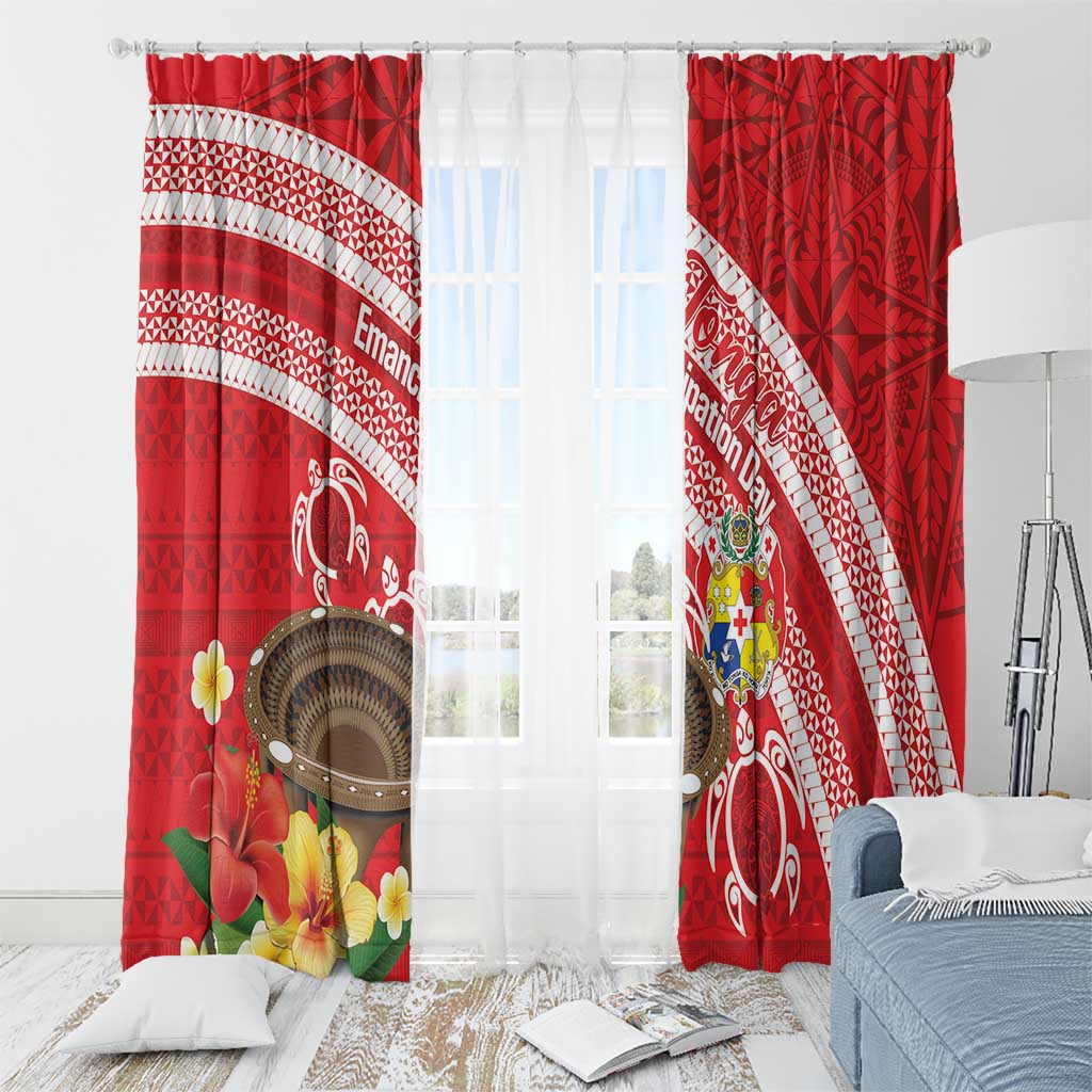 Kingdom Of Tonga Emancipation Day Window Curtain Tongan Ngatu With Kumete Red