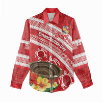 Kingdom Of Tonga Emancipation Day Women Casual Shirt Tongan Ngatu With Kumete Red LT14 - Polynesian Pride