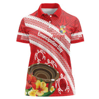 Kingdom Of Tonga Emancipation Day Women Polo Shirt Tongan Ngatu With Kumete Red