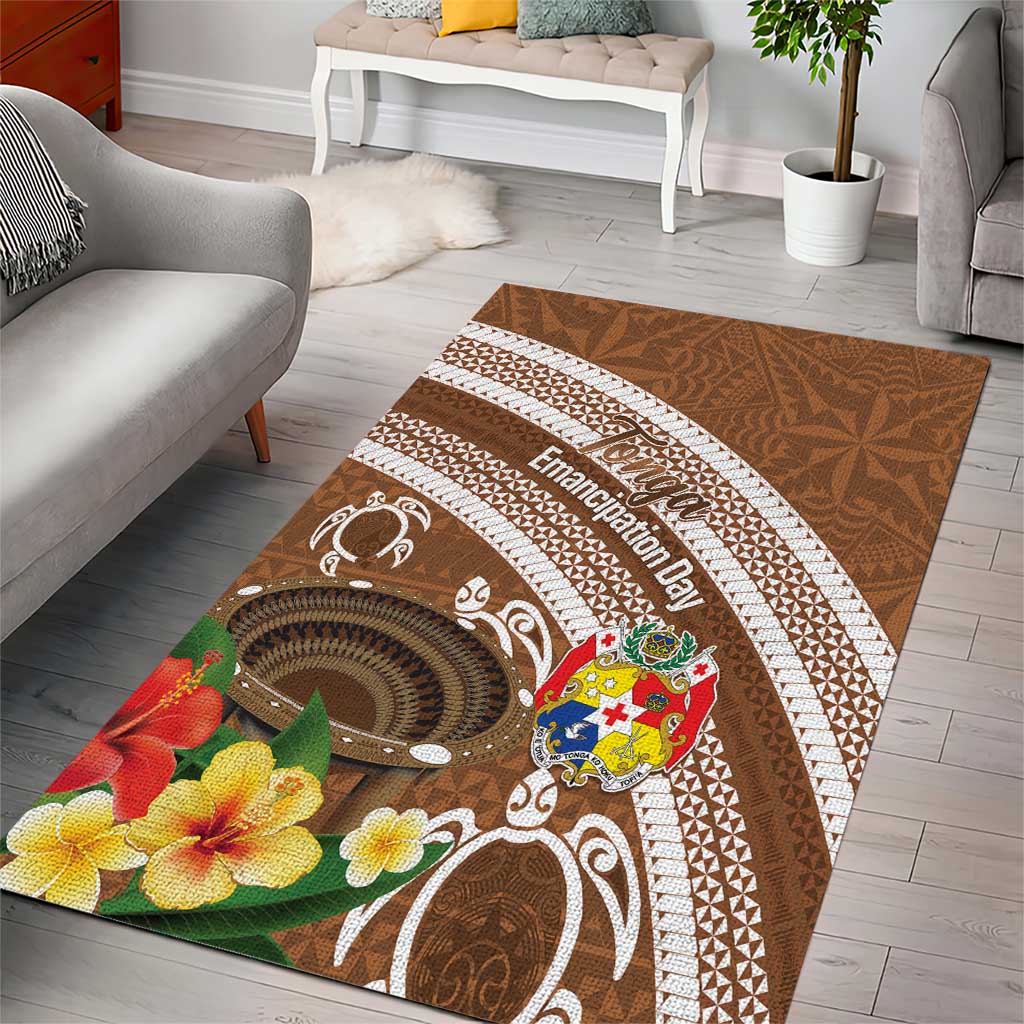 Kingdom Of Tonga Emancipation Day Area Rug Tongan Ngatu With Kumete Brown