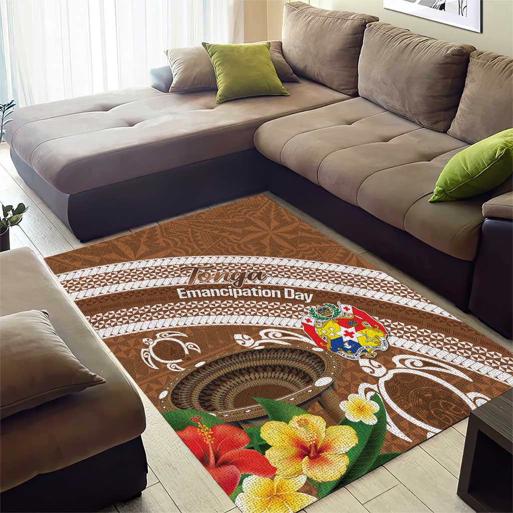 Kingdom Of Tonga Emancipation Day Area Rug Tongan Ngatu With Kumete Brown