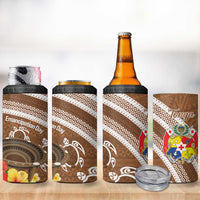 Kingdom Of Tonga Emancipation Day 4 in 1 Can Cooler Tumbler Tongan Ngatu With Kumete Brown