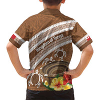 Kingdom Of Tonga Emancipation Day Family Matching Long Sleeve Bodycon Dress and Hawaiian Shirt Tongan Ngatu With Kumete Brown LT14 - Polynesian Pride