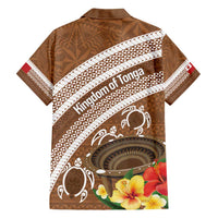 Kingdom Of Tonga Emancipation Day Family Matching Long Sleeve Bodycon Dress and Hawaiian Shirt Tongan Ngatu With Kumete Brown LT14 - Polynesian Pride
