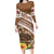 Kingdom Of Tonga Emancipation Day Family Matching Long Sleeve Bodycon Dress and Hawaiian Shirt Tongan Ngatu With Kumete Brown