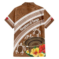 Kingdom Of Tonga Emancipation Day Family Matching Off The Shoulder Long Sleeve Dress and Hawaiian Shirt Tongan Ngatu With Kumete Brown LT14 - Polynesian Pride