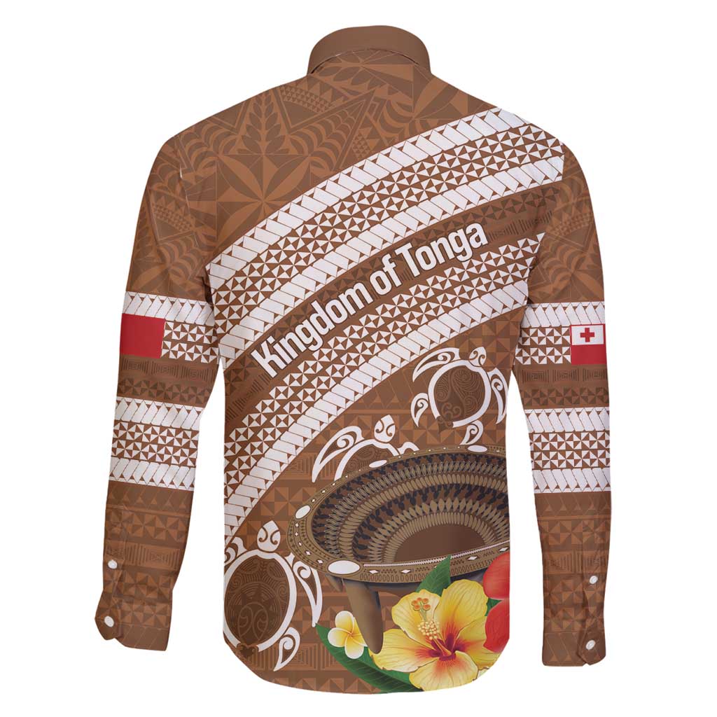 Kingdom Of Tonga Emancipation Day Family Matching Off Shoulder Maxi Dress and Hawaiian Shirt Tongan Ngatu With Kumete Brown