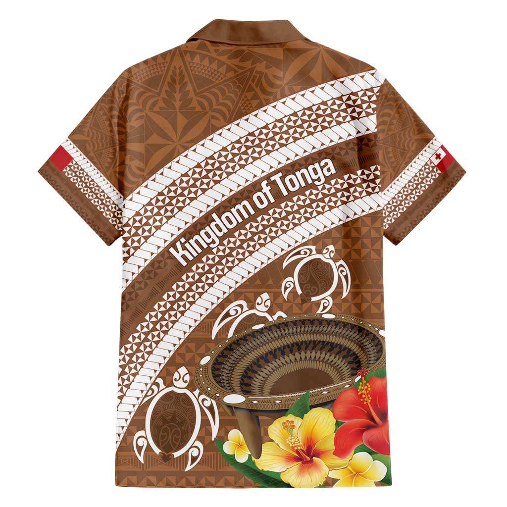 Kingdom Of Tonga Emancipation Day Family Matching Short Sleeve Bodycon Dress and Hawaiian Shirt Tongan Ngatu With Kumete Brown LT14 - Polynesian Pride