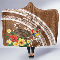 Kingdom Of Tonga Emancipation Day Hooded Blanket Tongan Ngatu With Kumete Brown