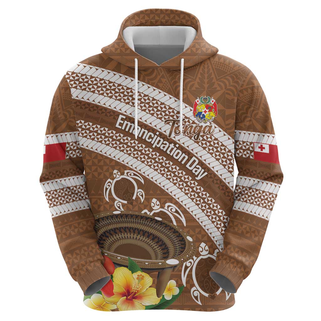Kingdom Of Tonga Emancipation Day Hoodie Tongan Ngatu With Kumete Brown