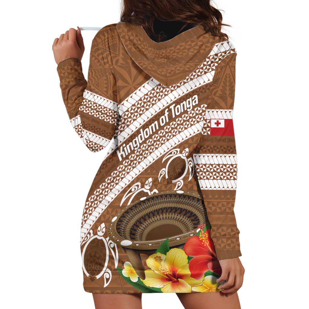 Kingdom Of Tonga Emancipation Day Hoodie Dress Tongan Ngatu With Kumete Brown