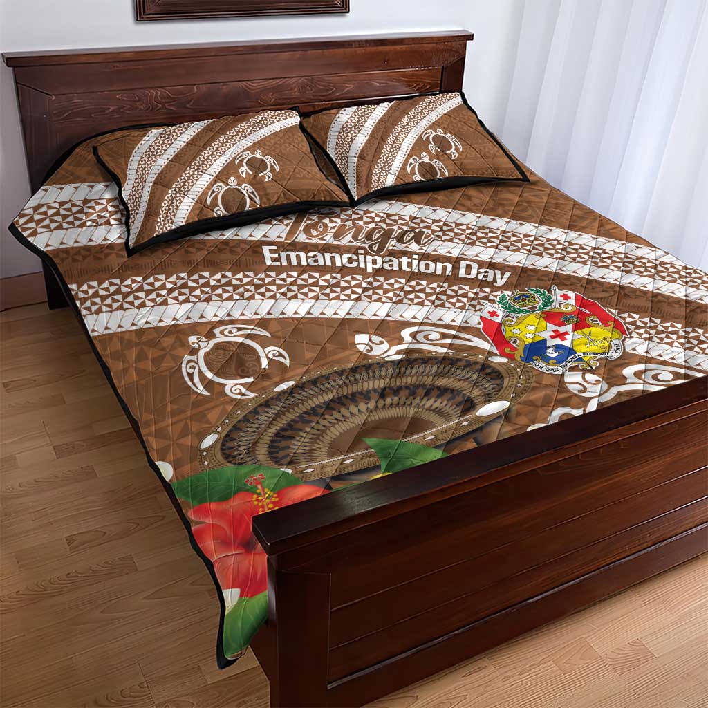 Kingdom Of Tonga Emancipation Day Quilt Bed Set Tongan Ngatu With Kumete Brown