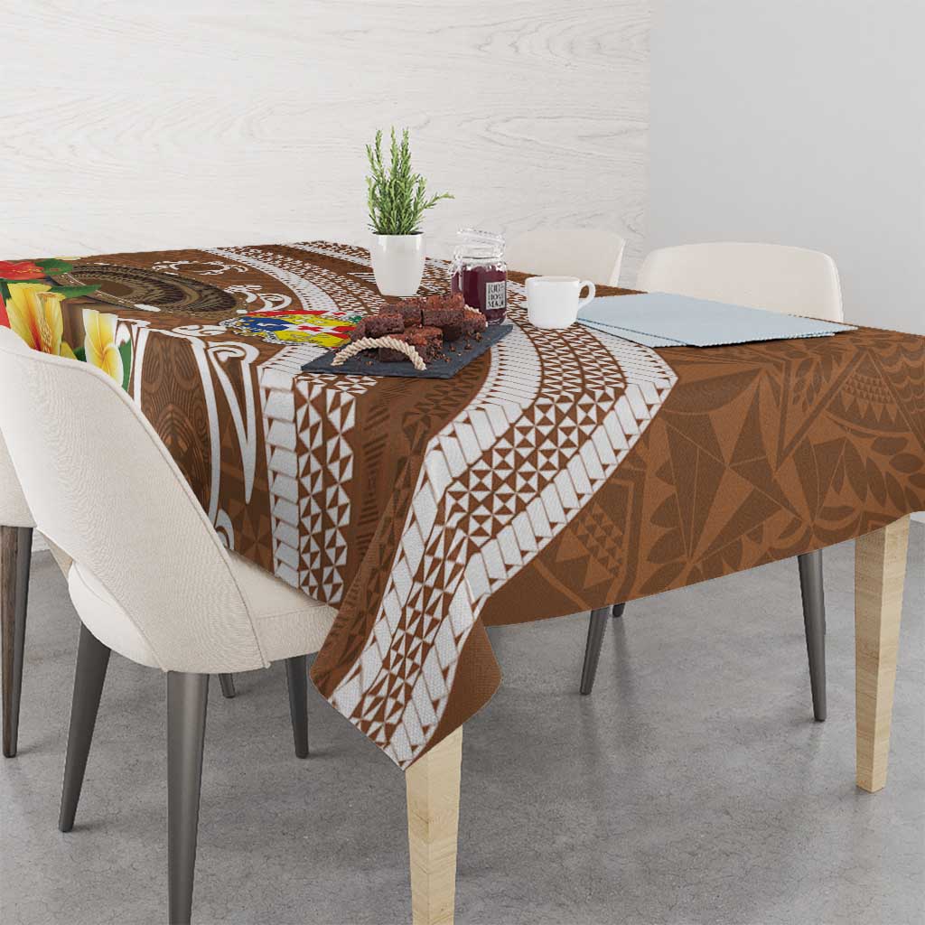 Kingdom Of Tonga Emancipation Day Tablecloth Tongan Ngatu With Kumete Brown