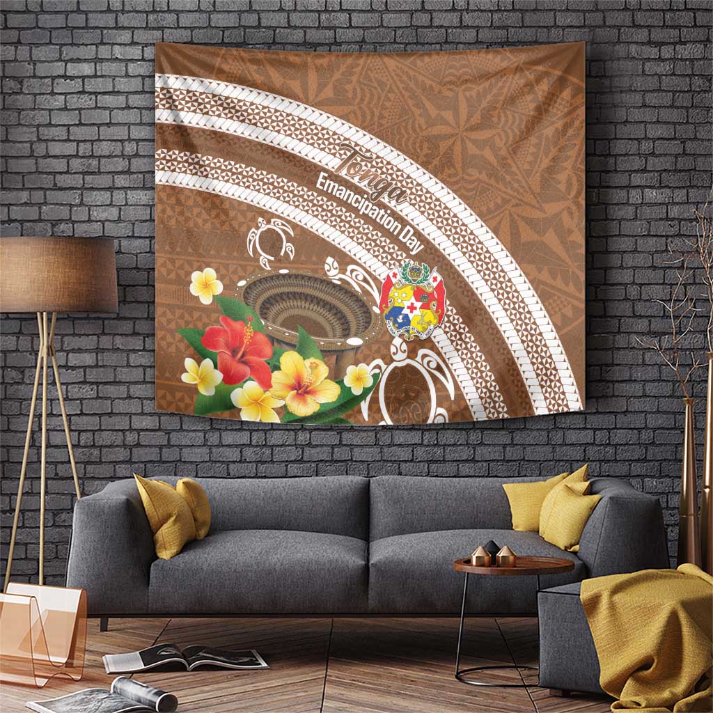 Kingdom Of Tonga Emancipation Day Tapestry Tongan Ngatu With Kumete Brown