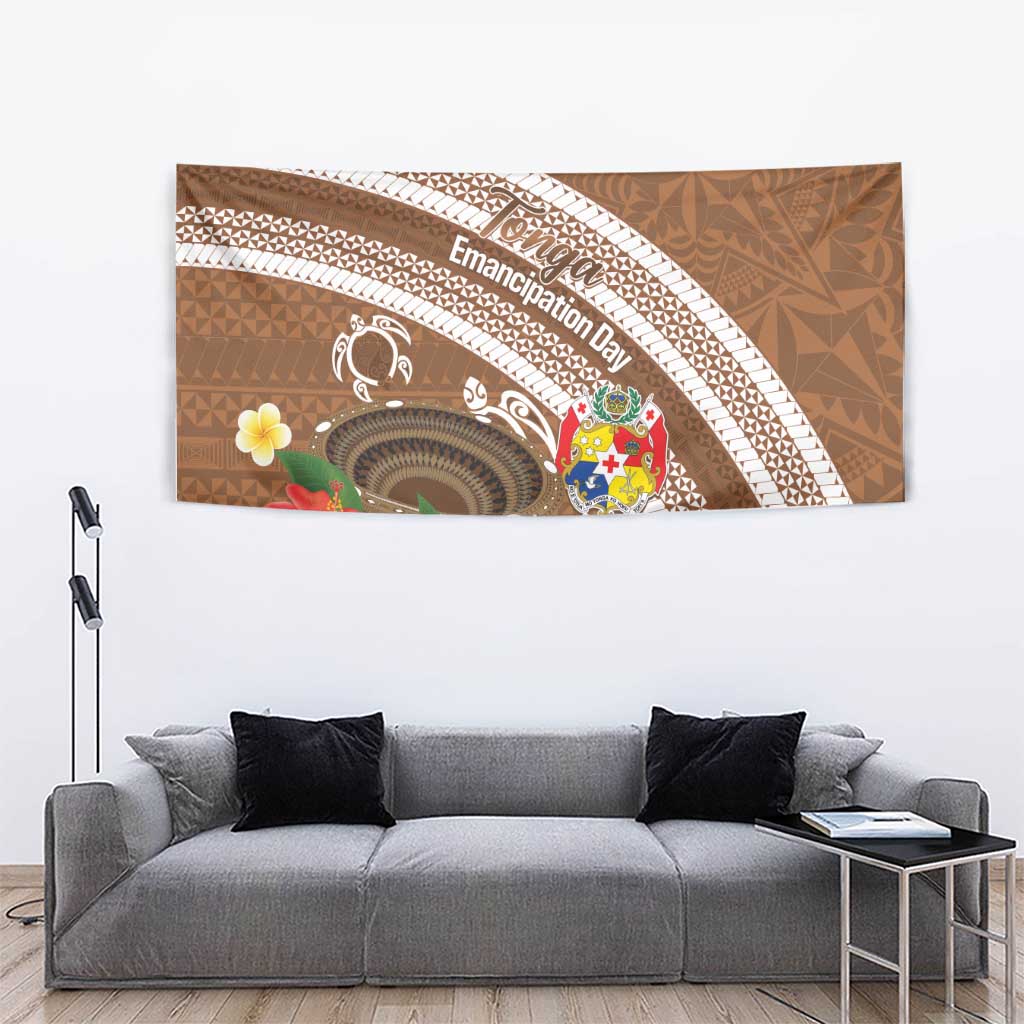 Kingdom Of Tonga Emancipation Day Tapestry Tongan Ngatu With Kumete Brown
