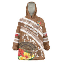 Kingdom Of Tonga Emancipation Day Wearable Blanket Hoodie Tongan Ngatu With Kumete Brown