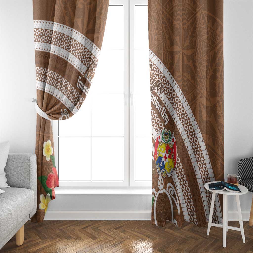 Kingdom Of Tonga Emancipation Day Window Curtain Tongan Ngatu With Kumete Brown