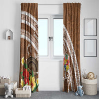 Kingdom Of Tonga Emancipation Day Window Curtain Tongan Ngatu With Kumete Brown