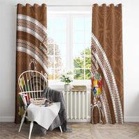 Kingdom Of Tonga Emancipation Day Window Curtain Tongan Ngatu With Kumete Brown