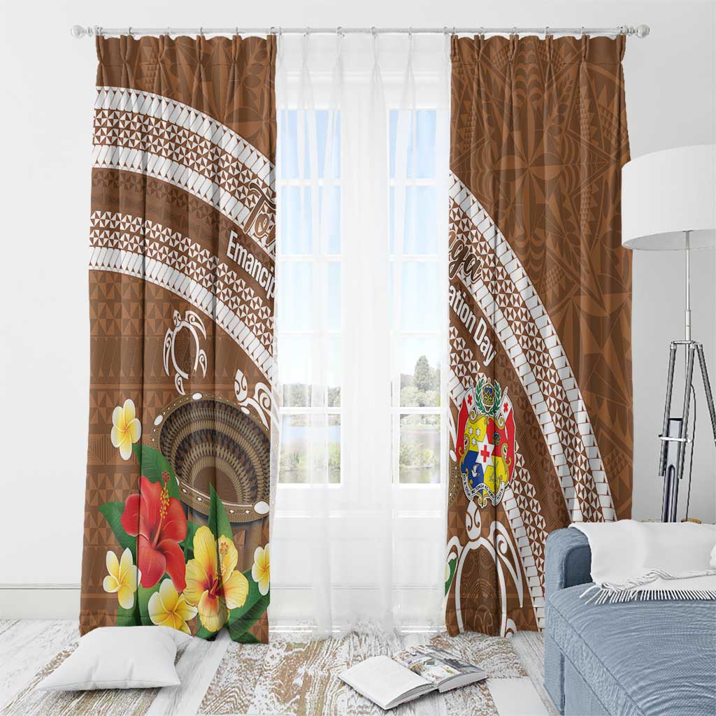 Kingdom Of Tonga Emancipation Day Window Curtain Tongan Ngatu With Kumete Brown