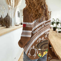 Kingdom Of Tonga Emancipation Day Women Casual Shirt Tongan Ngatu With Kumete Brown LT14 - Polynesian Pride