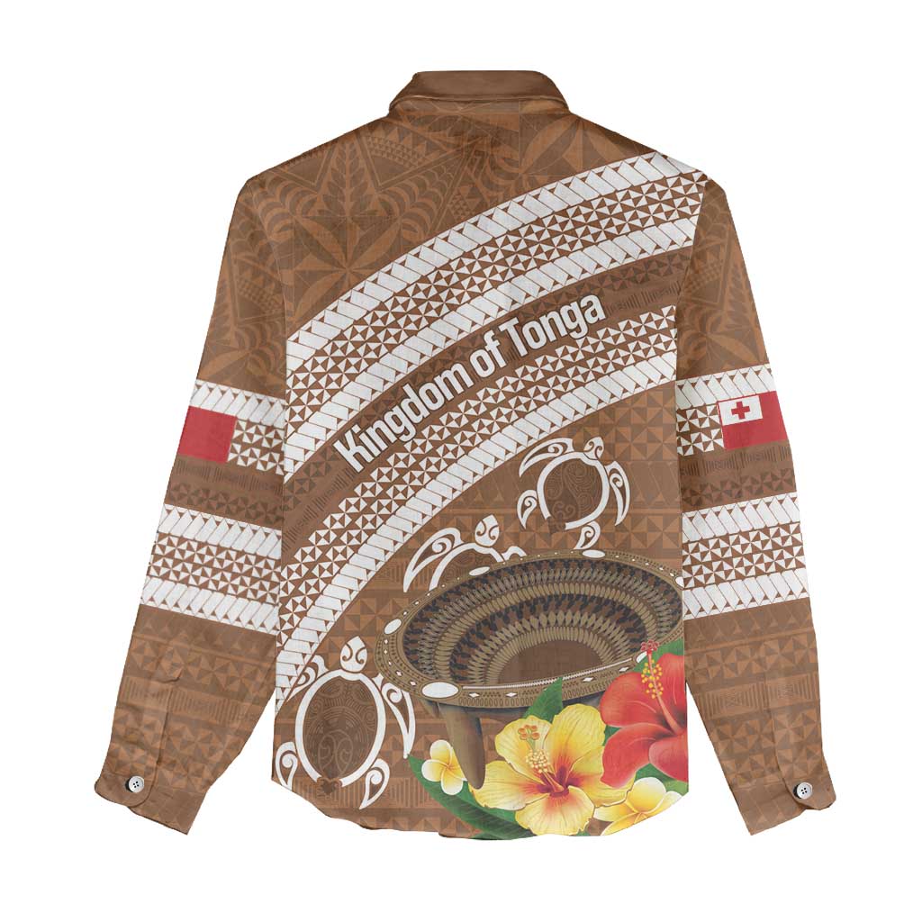 Kingdom Of Tonga Emancipation Day Women Casual Shirt Tongan Ngatu With Kumete Brown LT14 - Polynesian Pride