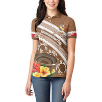 Kingdom Of Tonga Emancipation Day Women Polo Shirt Tongan Ngatu With Kumete Brown