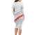Tonga White Sunday Family Matching Long Sleeve Bodycon Dress and Hawaiian Shirt Heilala Flowers Tongan Ngatu Pattern