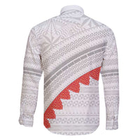 Tonga White Sunday Family Matching Mermaid Dress and Hawaiian Shirt Heilala Flowers Tongan Ngatu Pattern