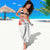 Tonga White Sunday Sarong Heilala Flowers Tongan Ngatu Pattern
