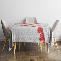 Tonga White Sunday Tablecloth Heilala Flowers Tongan Ngatu Pattern