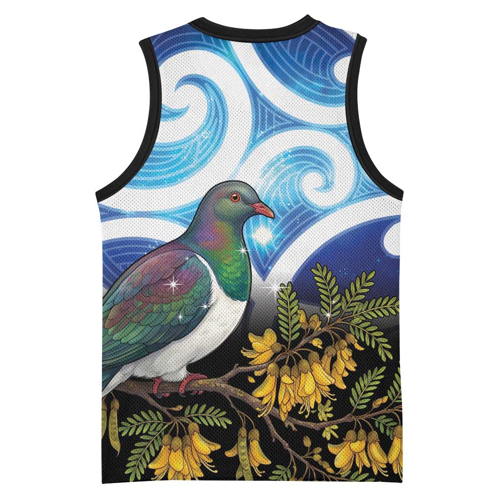 Kekeru New Zealand Matariki Basketball Jersey Kukupa Kowhai Maori New Year Blue Version LT14 - Polynesian Pride