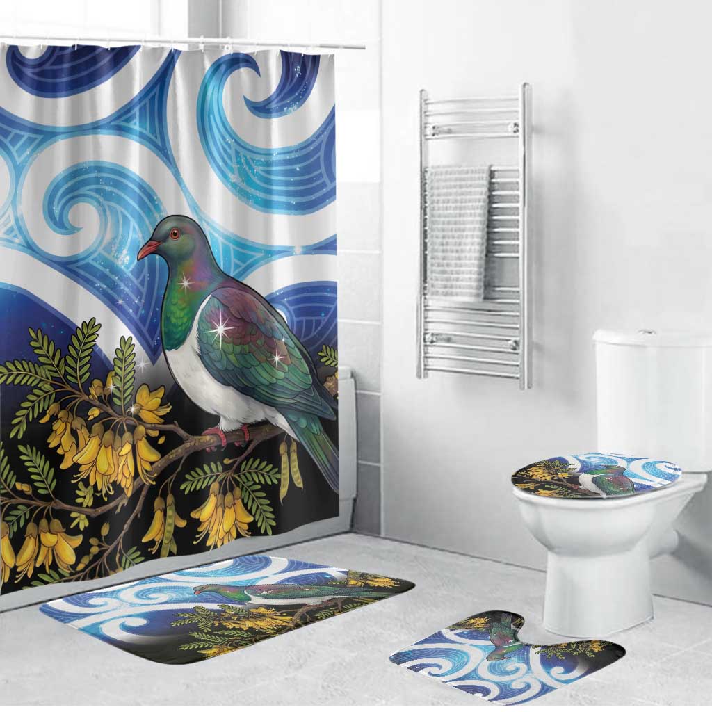 Kekeru New Zealand Matariki Bathroom Set Kukupa Kowhai Maori New Year Blue Version