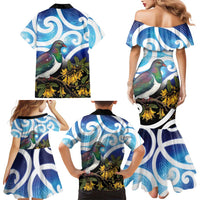Kekeru New Zealand Matariki Family Matching Mermaid Dress and Hawaiian Shirt Kukupa Kowhai Maori New Year Blue Version LT14 - Polynesian Pride
