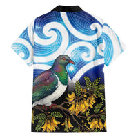 Kekeru New Zealand Matariki Family Matching Off The Shoulder Long Sleeve Dress and Hawaiian Shirt Kukupa Kowhai Maori New Year Blue Version LT14 - Polynesian Pride
