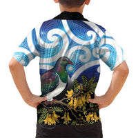 Kekeru New Zealand Matariki Family Matching Puletasi and Hawaiian Shirt Kukupa Kowhai Maori New Year Blue Version LT14 - Polynesian Pride