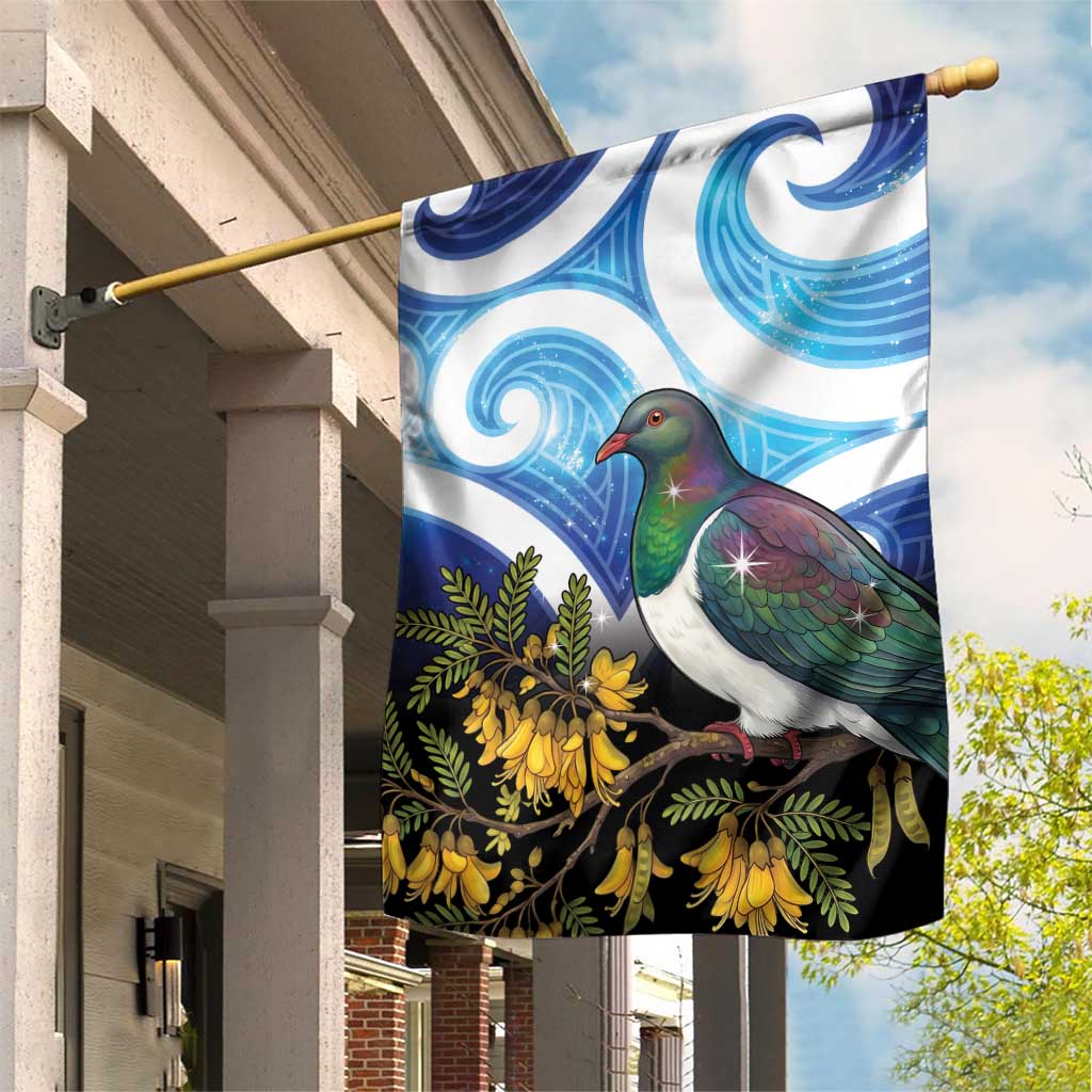 Kekeru New Zealand Matariki Garden Flag Kukupa Kowhai Maori New Year Blue Version