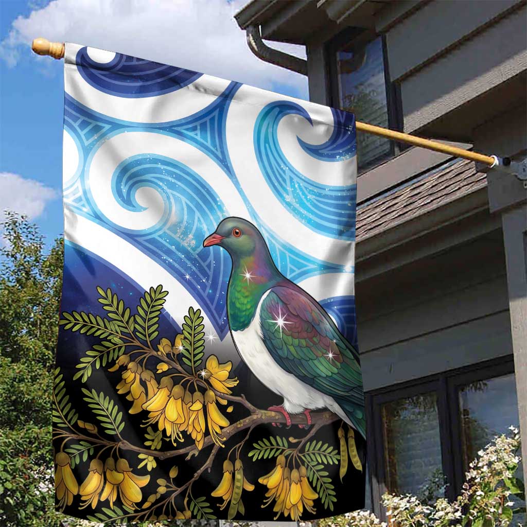 Kekeru New Zealand Matariki Garden Flag Kukupa Kowhai Maori New Year Blue Version