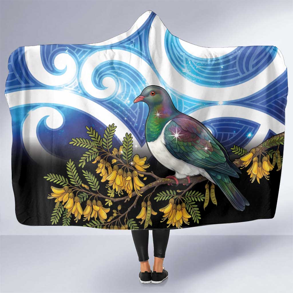 Kekeru New Zealand Matariki Hooded Blanket Kukupa Kowhai Maori New Year Blue Version